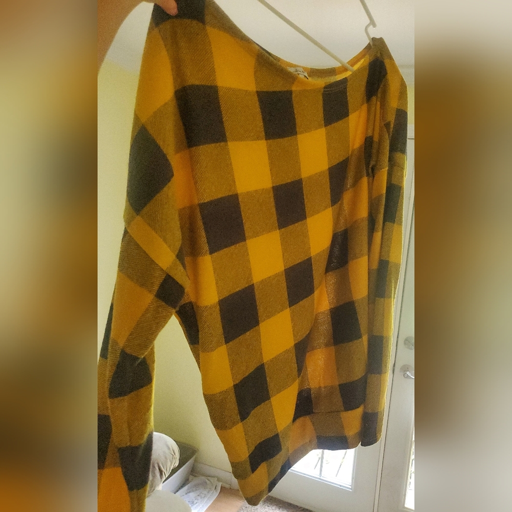 Off Shoulder Plaid Top